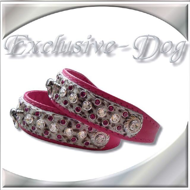Strasshalsband Lederhalsband XS pink