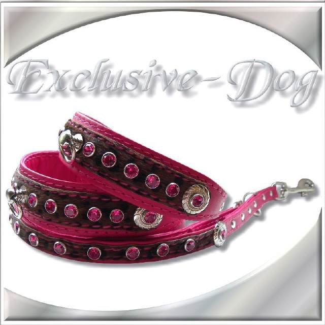 Prager Rattler Hundehalsband in pink mit Fell